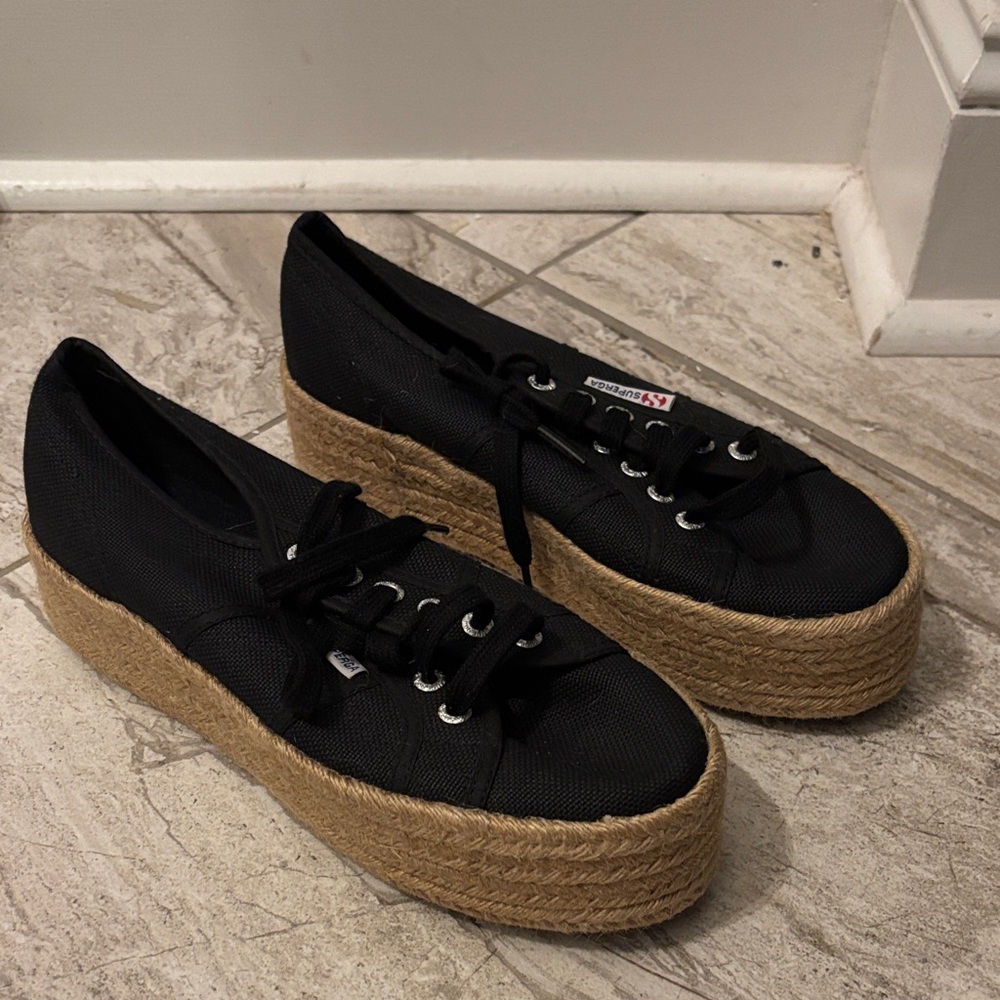 Superga black platform sneakers